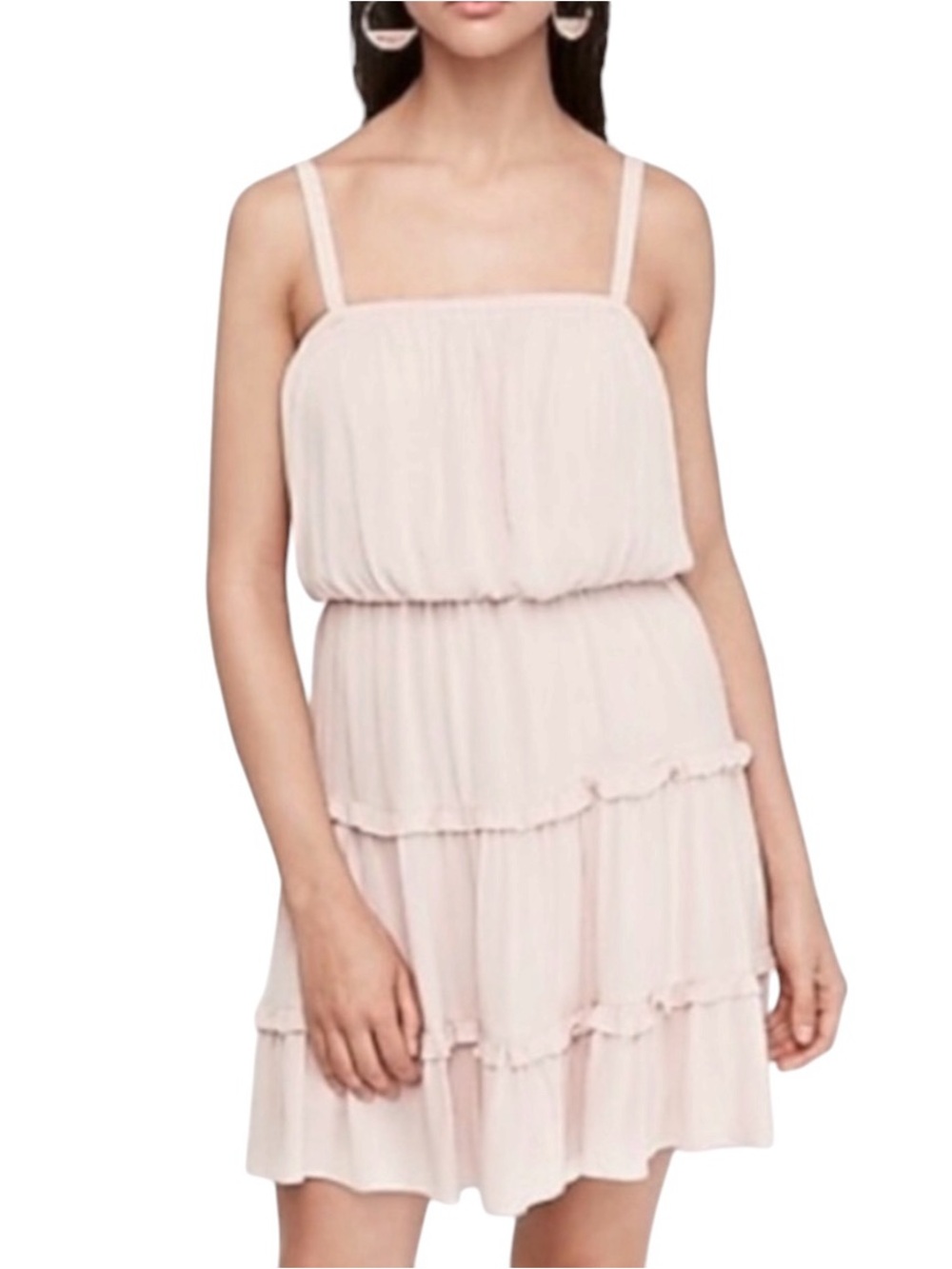NWT EXPRESS LIGHT PINK TIERED RUFFLED MINI DRESS SIZE S